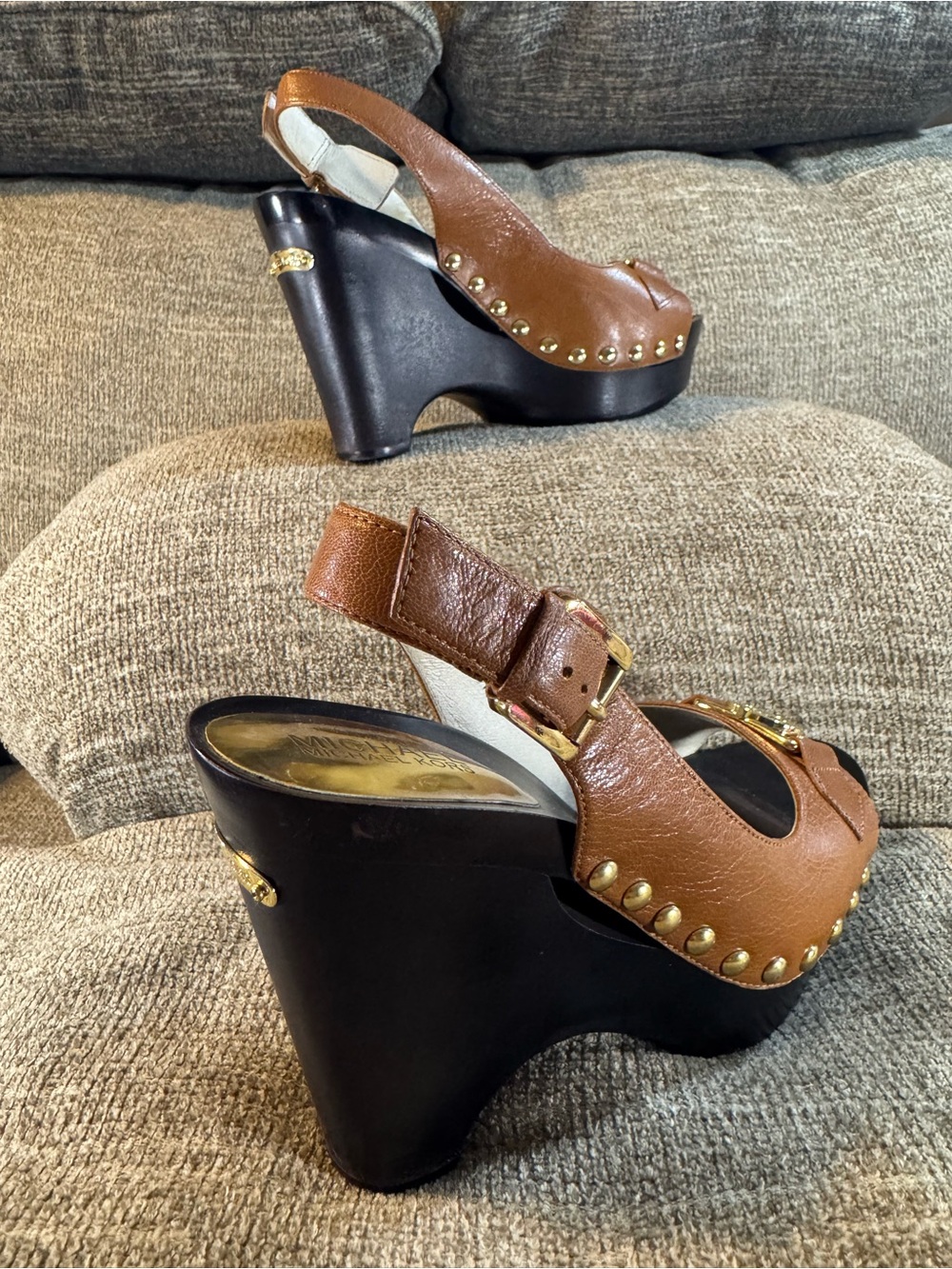 MICHAEL Michael Kors Charm Sling Open Toe Platform Wedge Sandals Size 8M - Picture 10 of 12